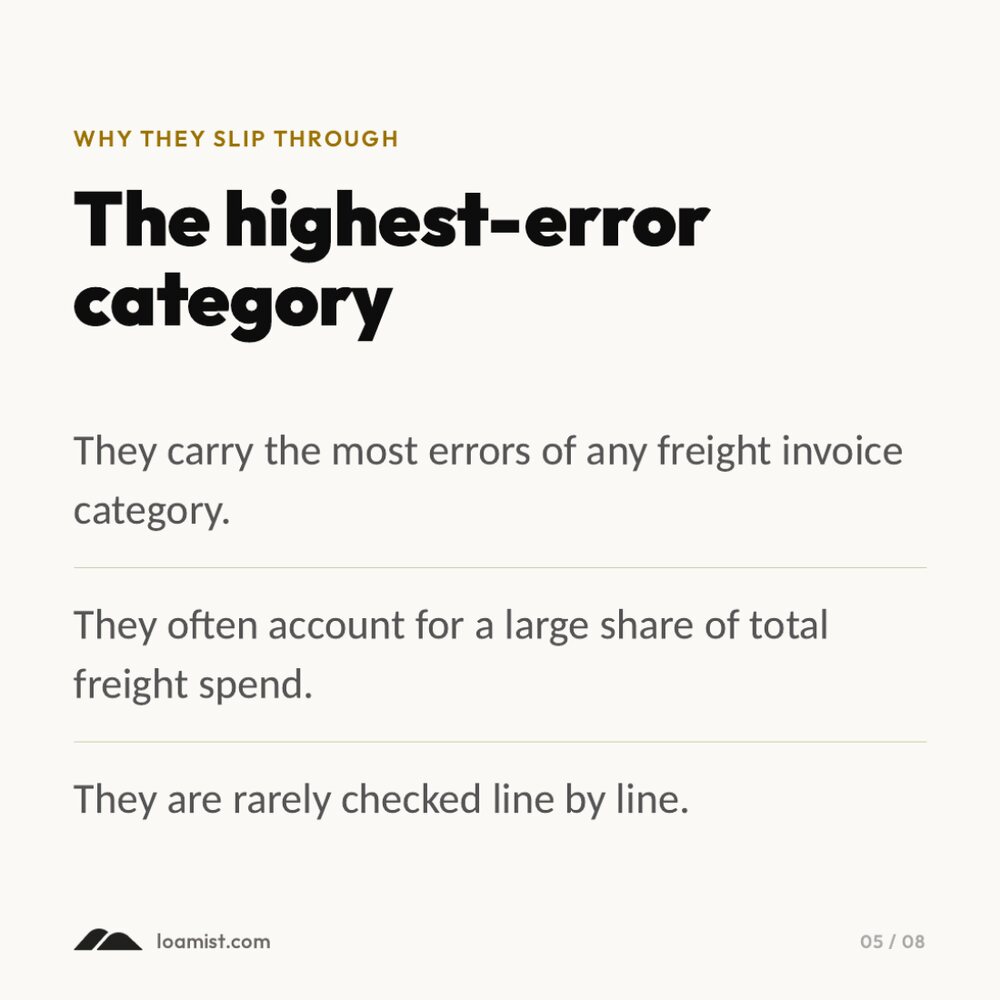 Slide 5: why they slip through, the highest-error category, rarely checked line by line.