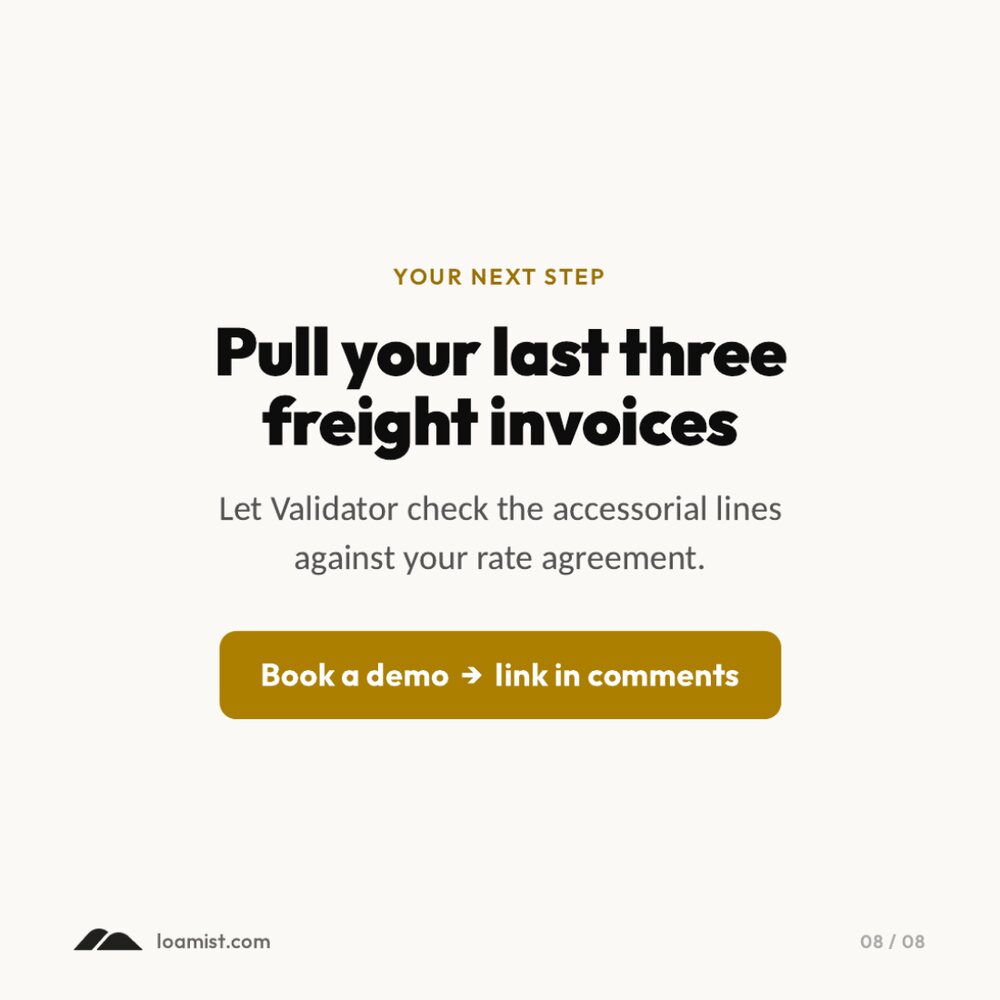 Slide 8: your next step, pull your last three freight invoices and book a demo.